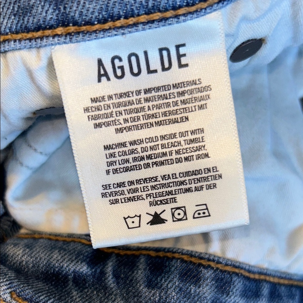 AGOLDE High Rise Straight Leg Jeans Medium Wash Vintage Wear Size 27 - Picture 11 of 13